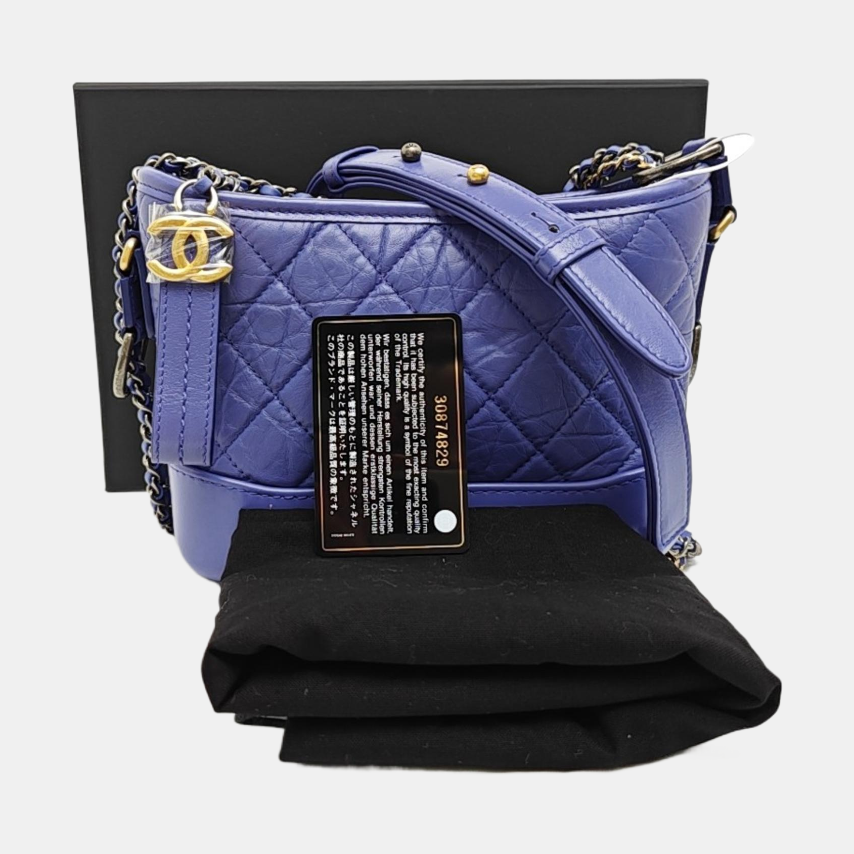 Authenticated pre-owned  GABRIELLE Small Quilted Calfskin Purple - Crossbody Bag at Looply