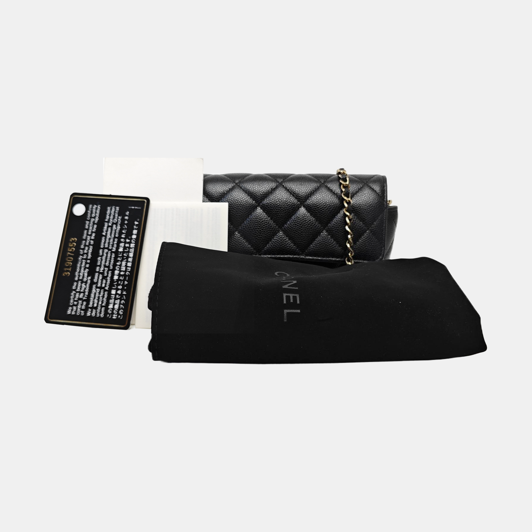 Quilted Grained Calfskin Shoulder Bag Black
