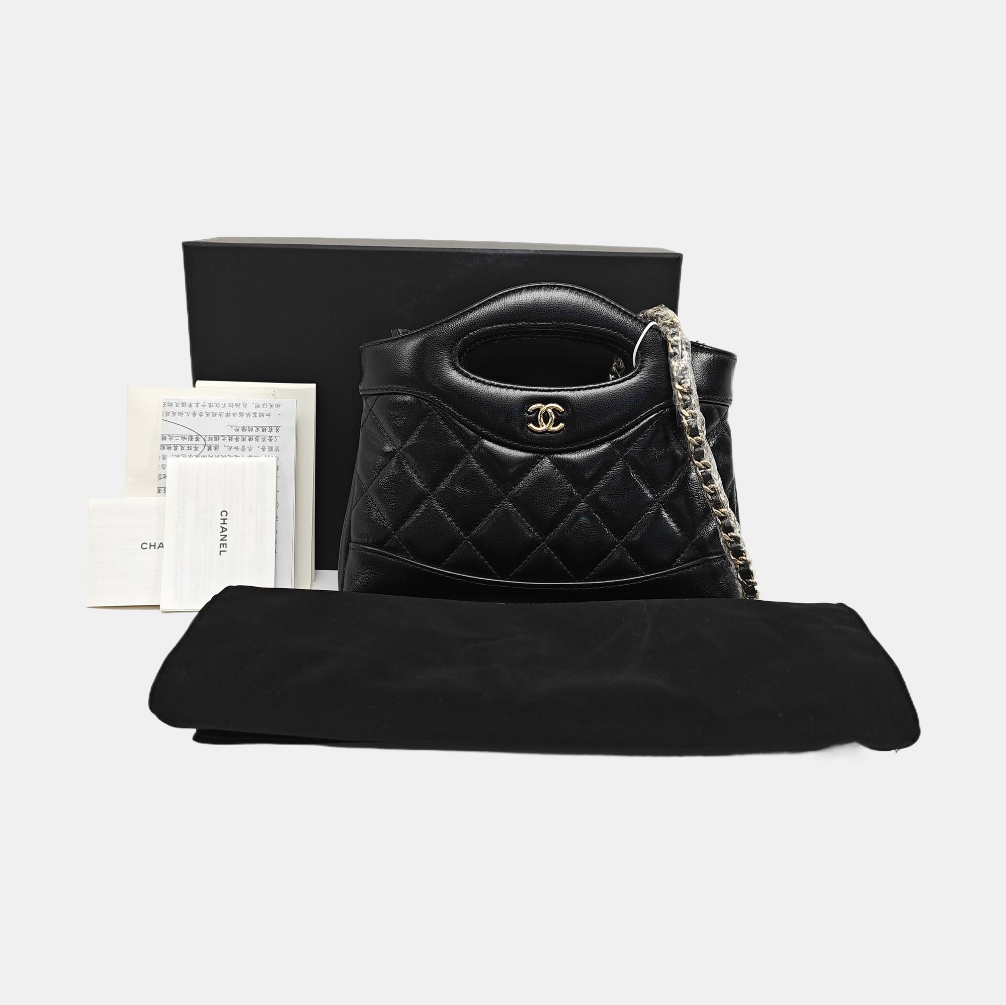 CHANEL 31 Quilted Waxed Cafskin Black