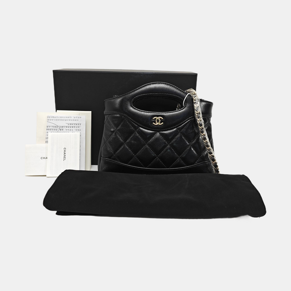 CHANEL 31 Quilted Waxed Cafskin Black