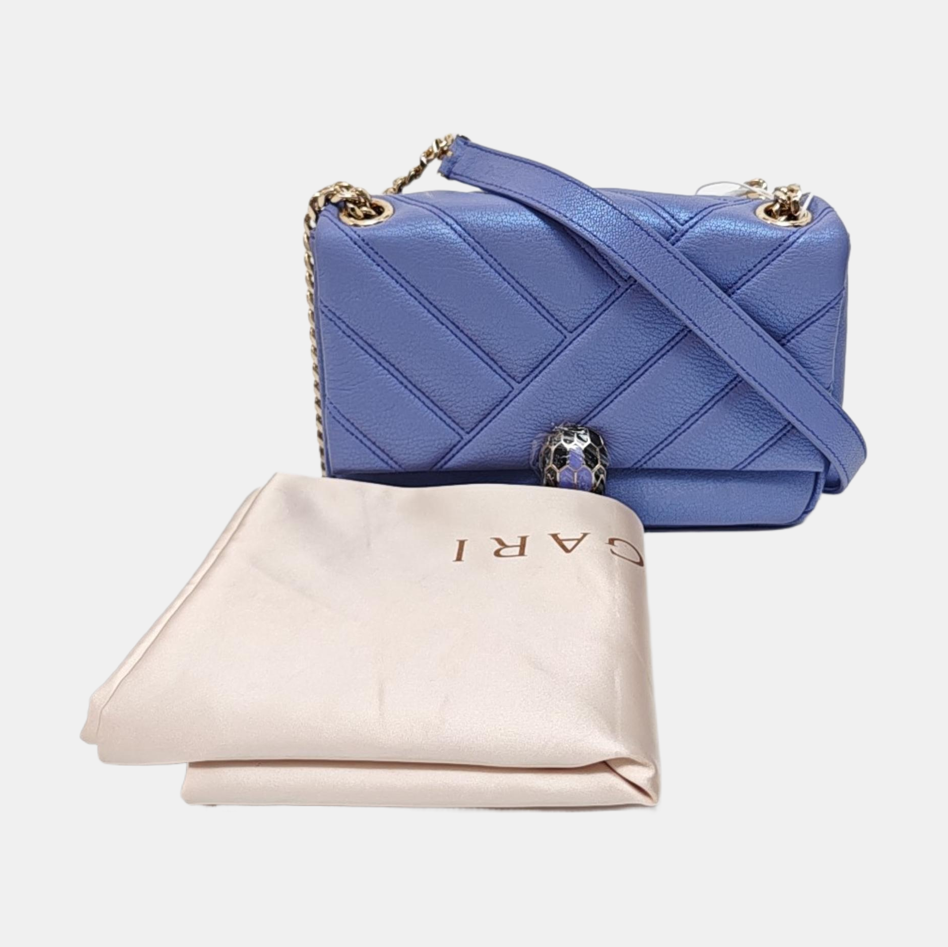 SERPENTI CABOCHON Small Quilted Lambskin Blue