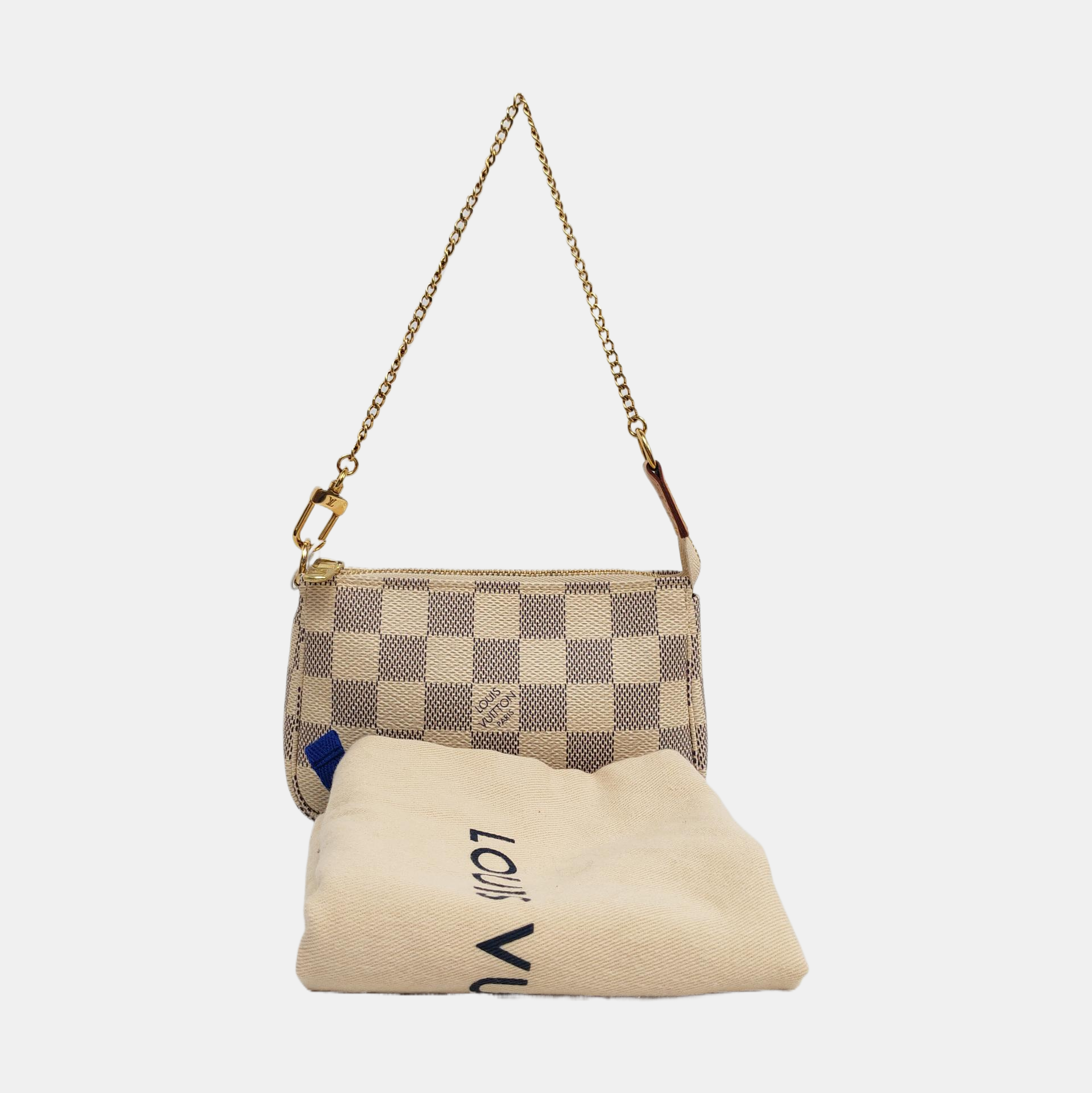 Authenticated pre-owned  ACCESSOIRES Mini Damier Azur Coated Canvas White - Top Handle Bag at Looply
