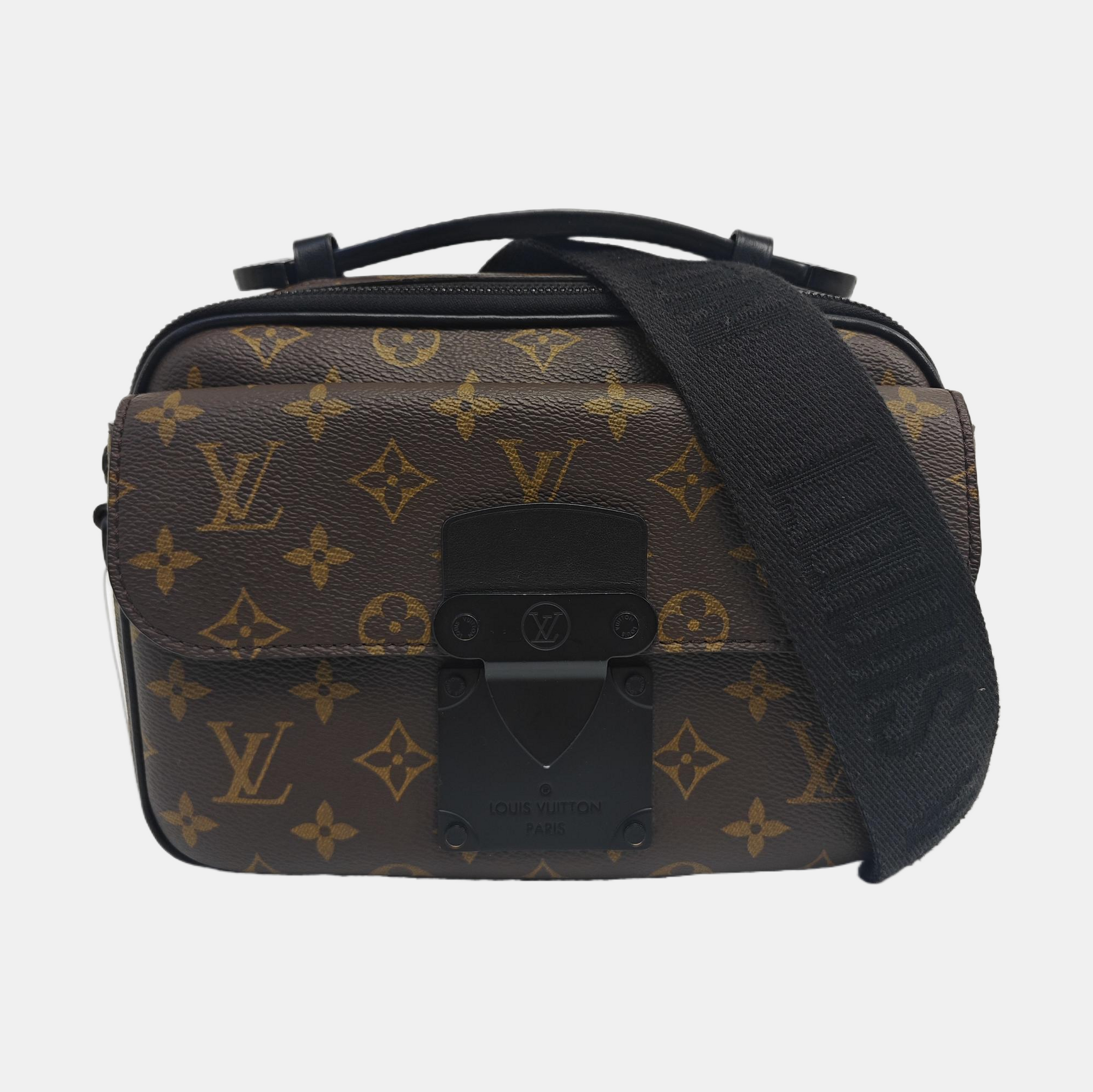 S LOCK Monogram Coated Canvas Brown