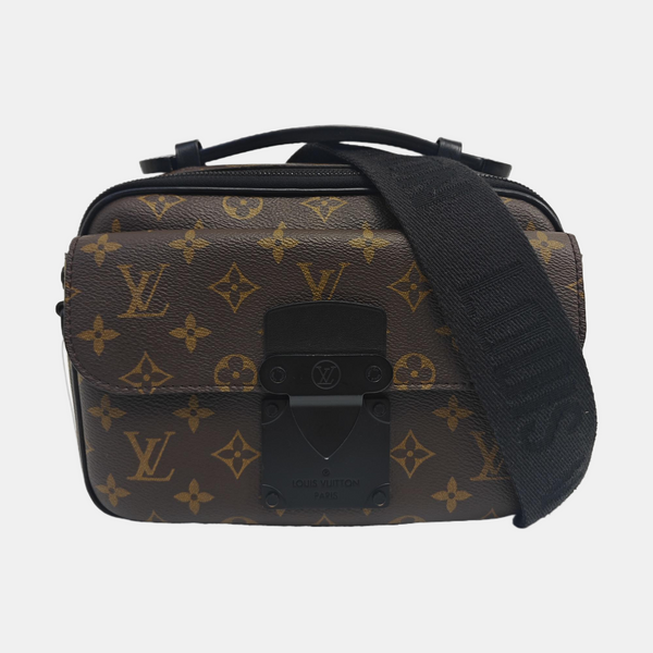 S LOCK Monogram Coated Canvas Brown
