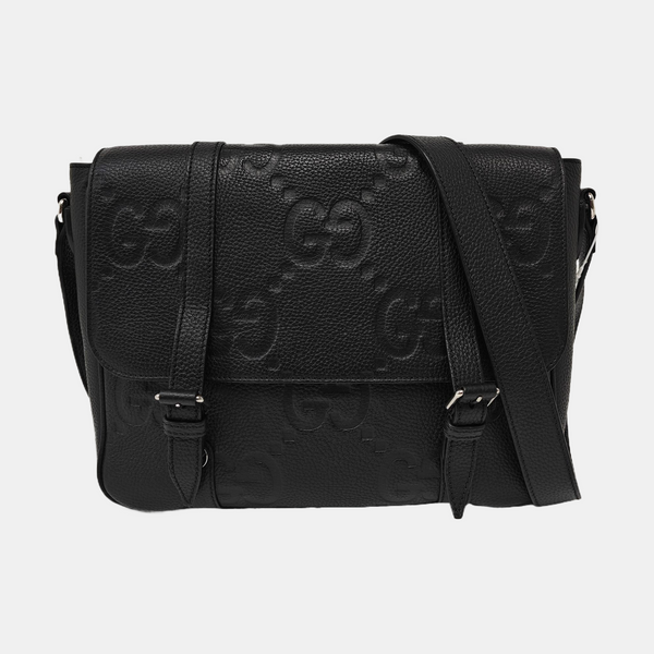 Monogram Calfskin Shoulder Bag Medium Black