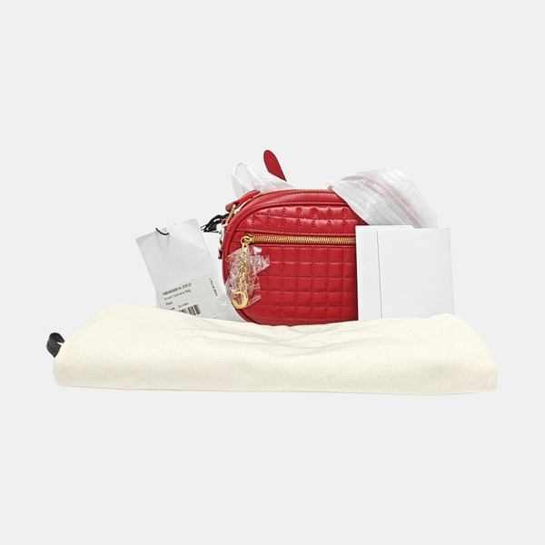 C CHARM Small Quilted Calfskin Red