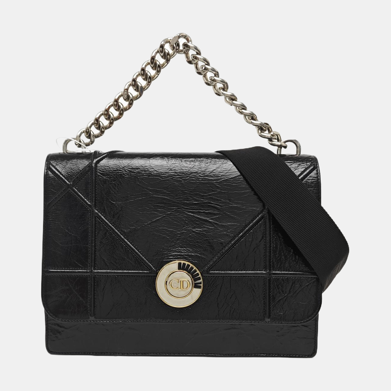 Cannage Calfskin Shoulder Bag Black