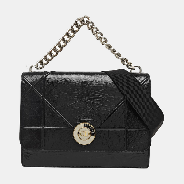 Cannage Calfskin Shoulder Bag Black