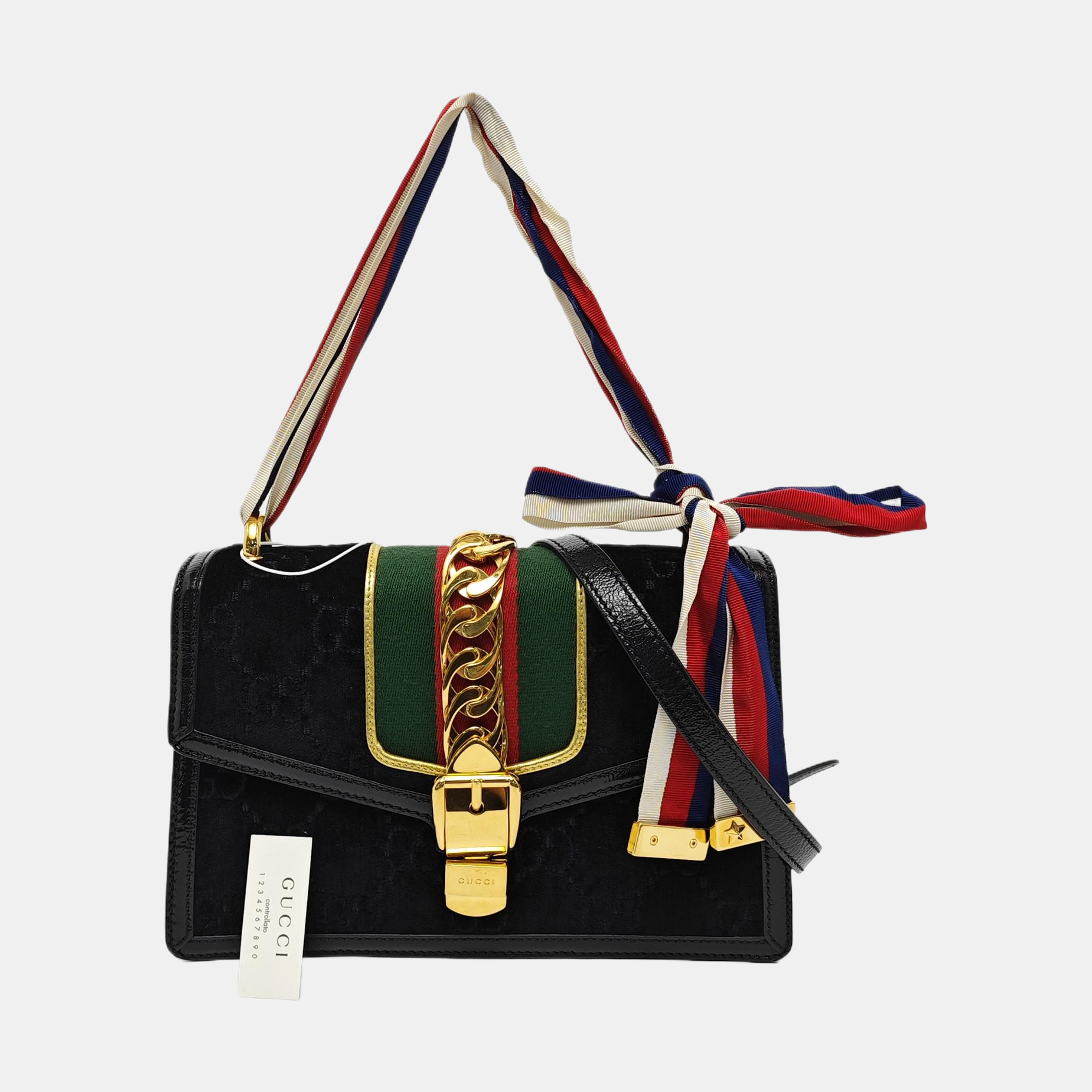 Sylvie Small Monogram Velvet Black