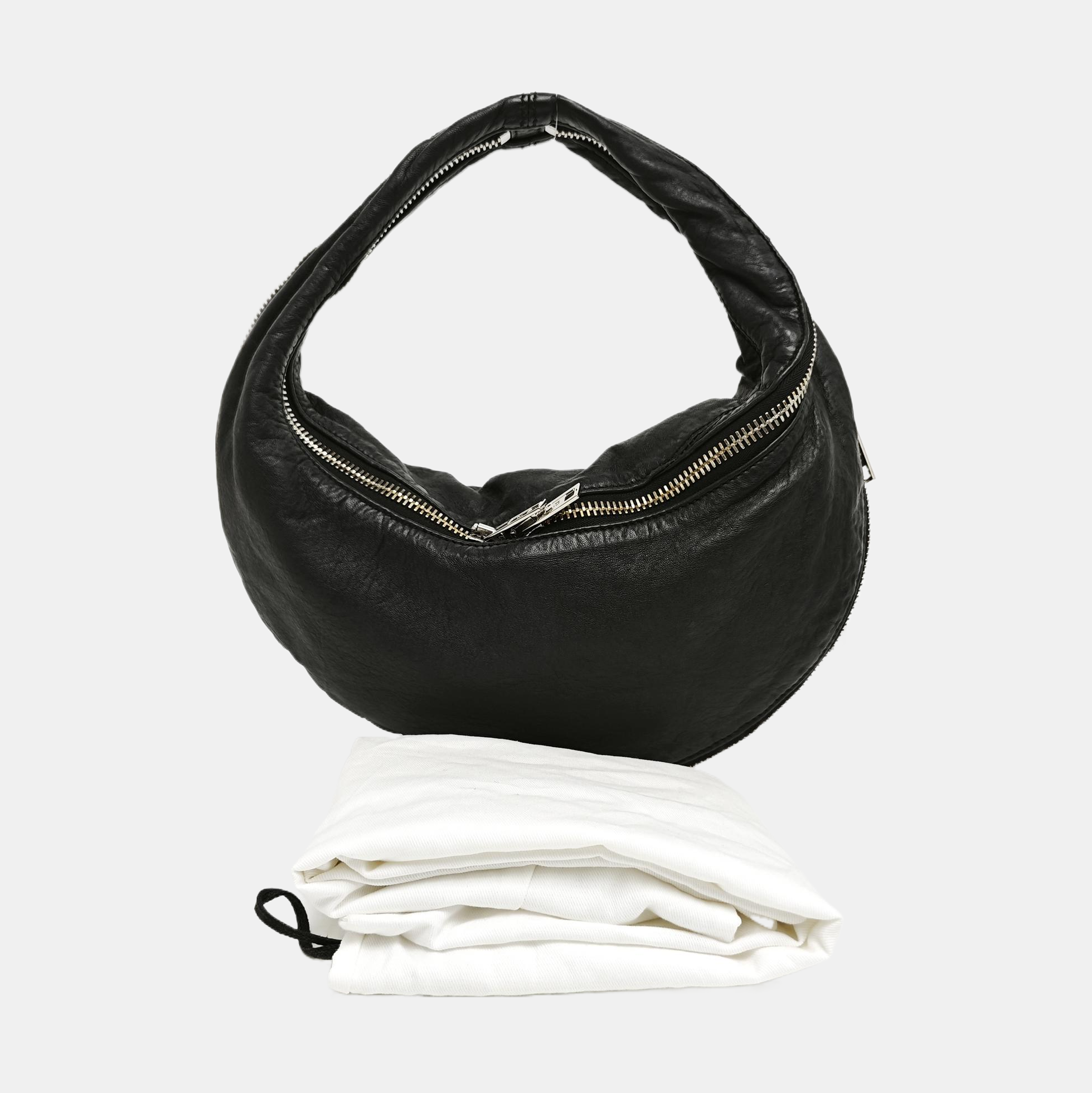 Leather Top Handle Bag Black