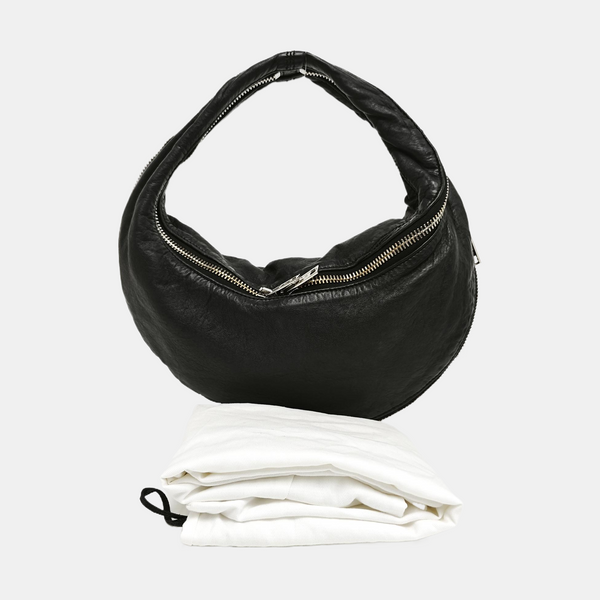 Leather Top Handle Bag Black
