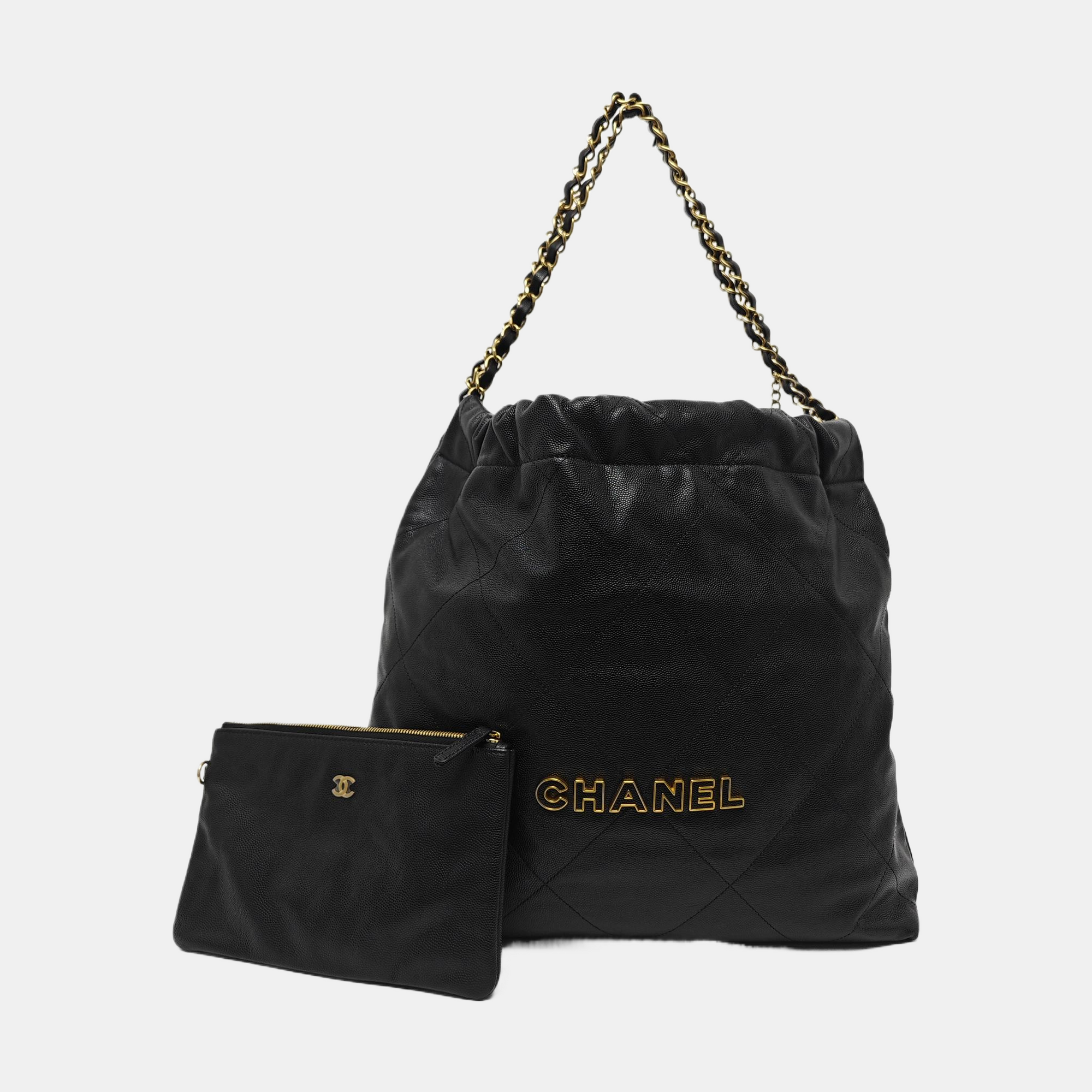 CHANEL 22 Medium Quilted Grained Calfskin Black