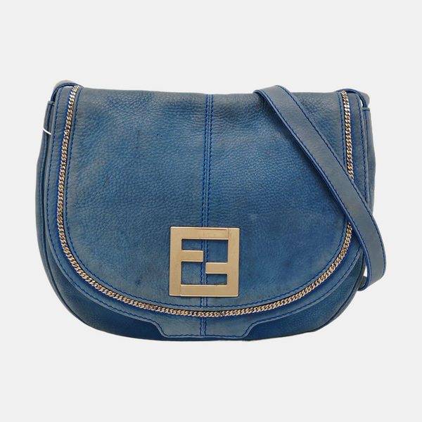 Leather Shoulder Bag Blue