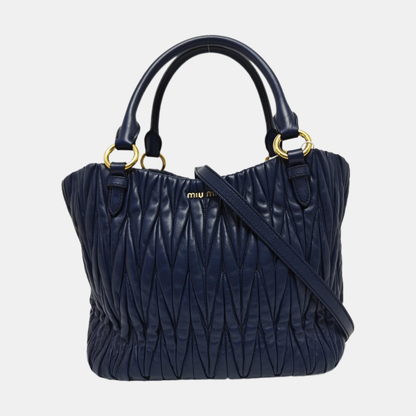 Quilted Lambskin Tote Bag Blue