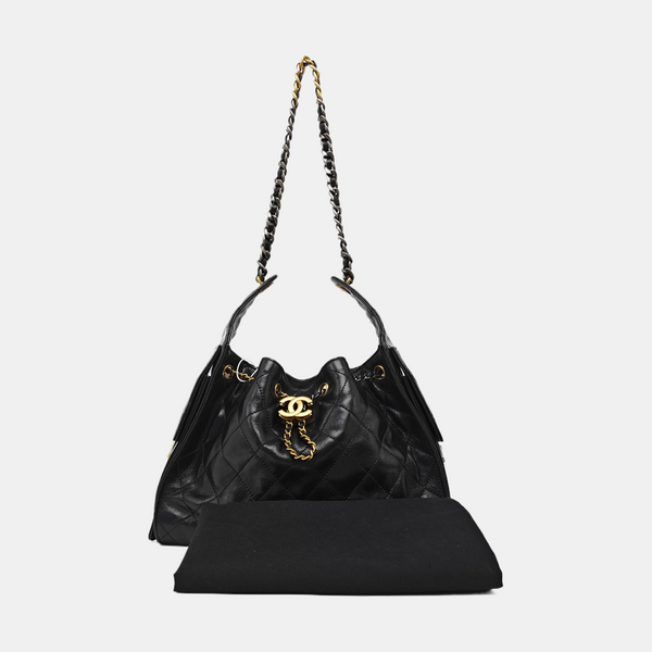 CHANEL 25 Small Quilted Calfskin Black