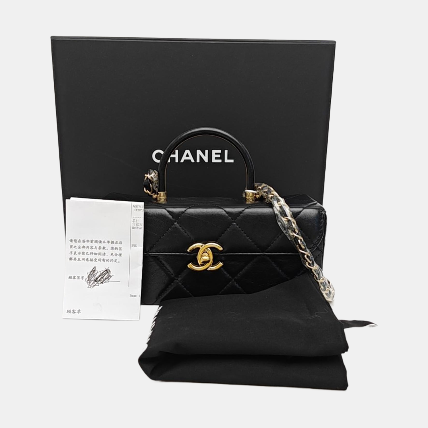 Quilted Calfskin Shoulder Bag Black