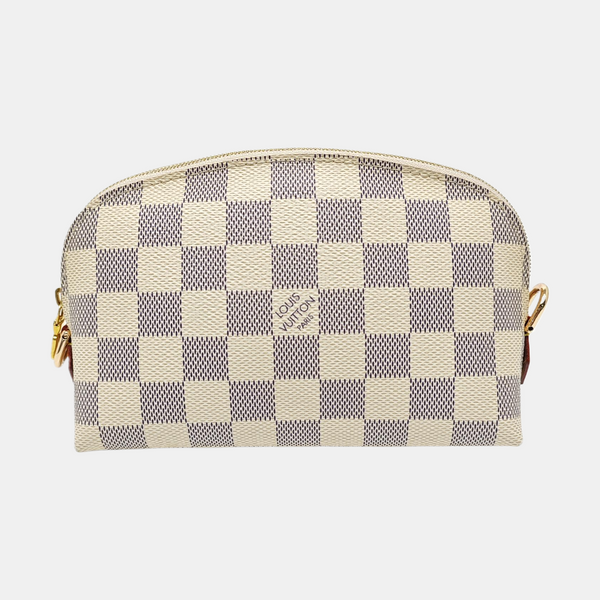 COSMETIC PM Damier Azur Coated Canvas White