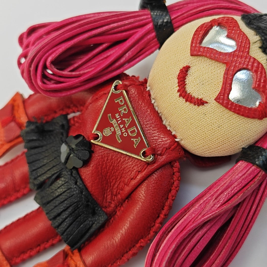 Leather Bag Charm Red