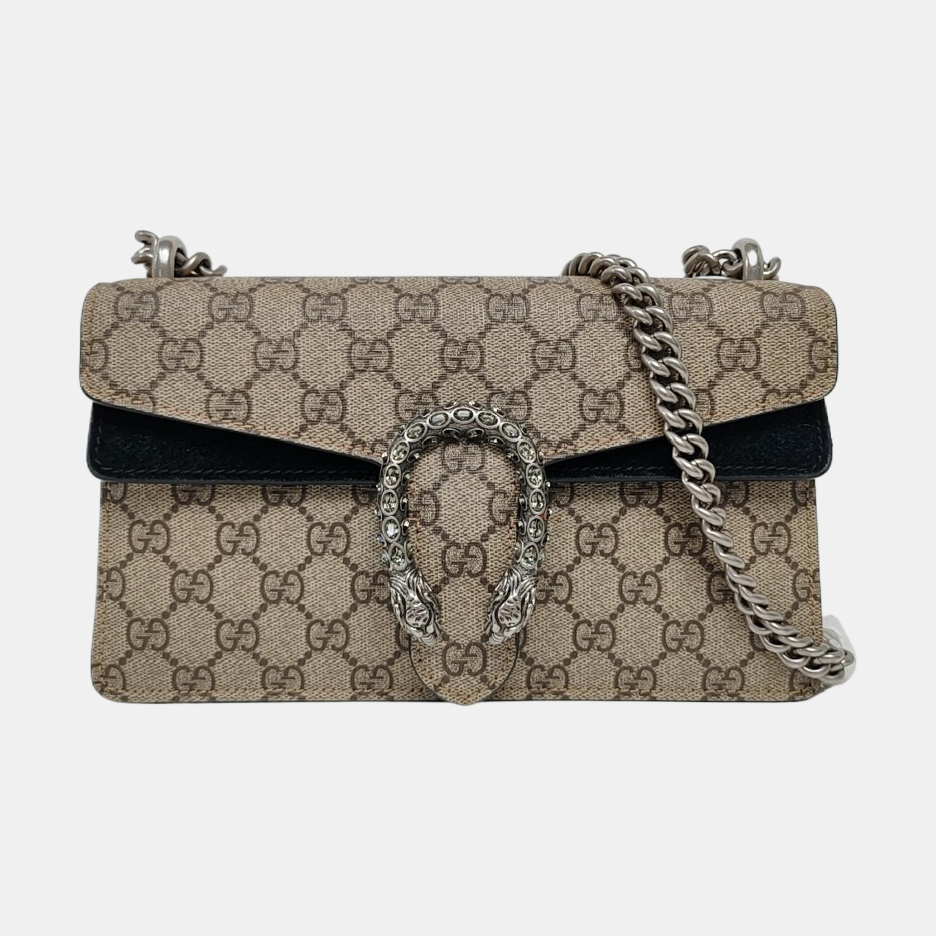 Dionysus Small Monogram Coated Canvas Beige