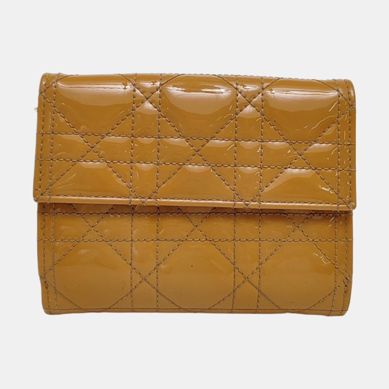 Cannage Patent Leather Clutch Yellow