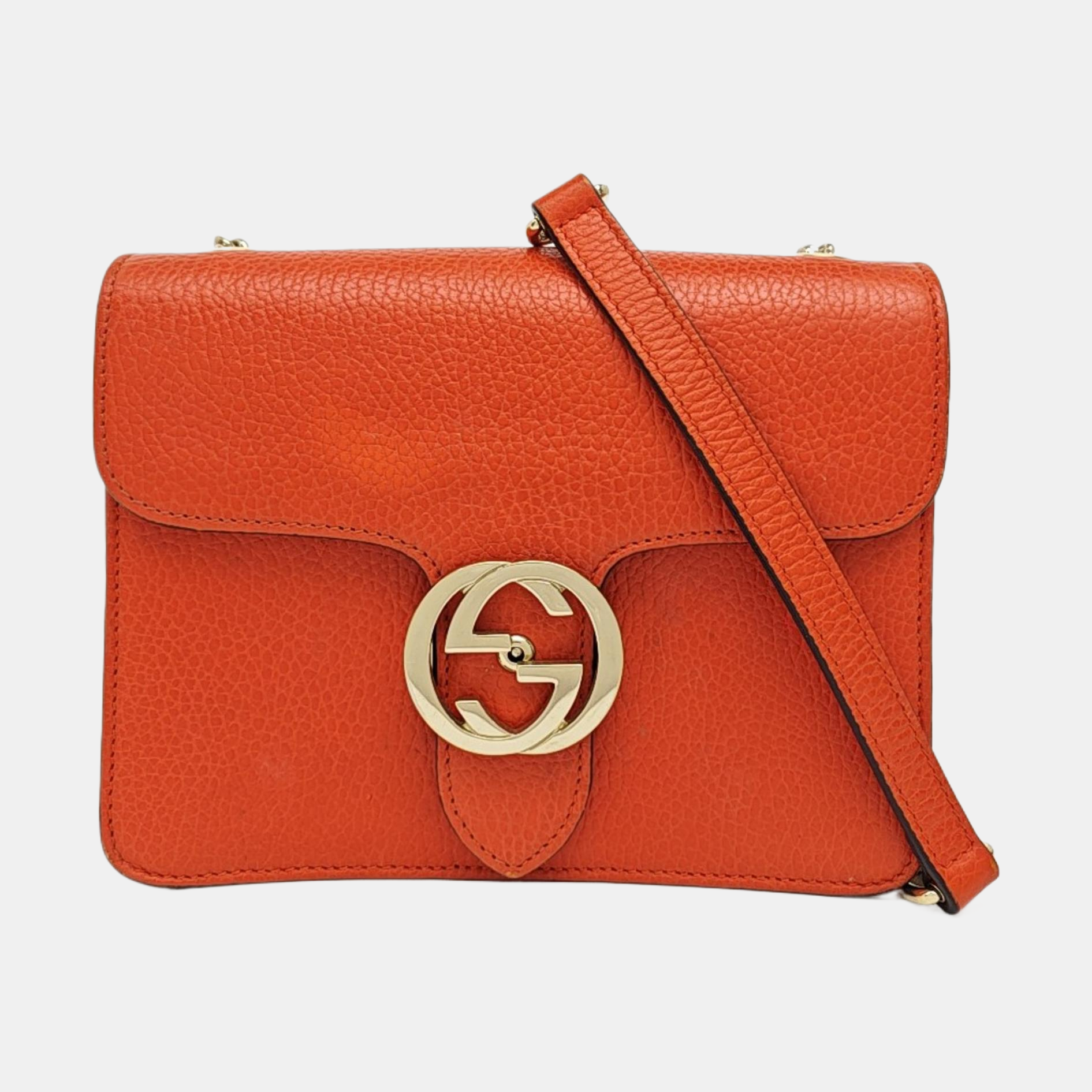 Interlocking G Small Calfskin Orange