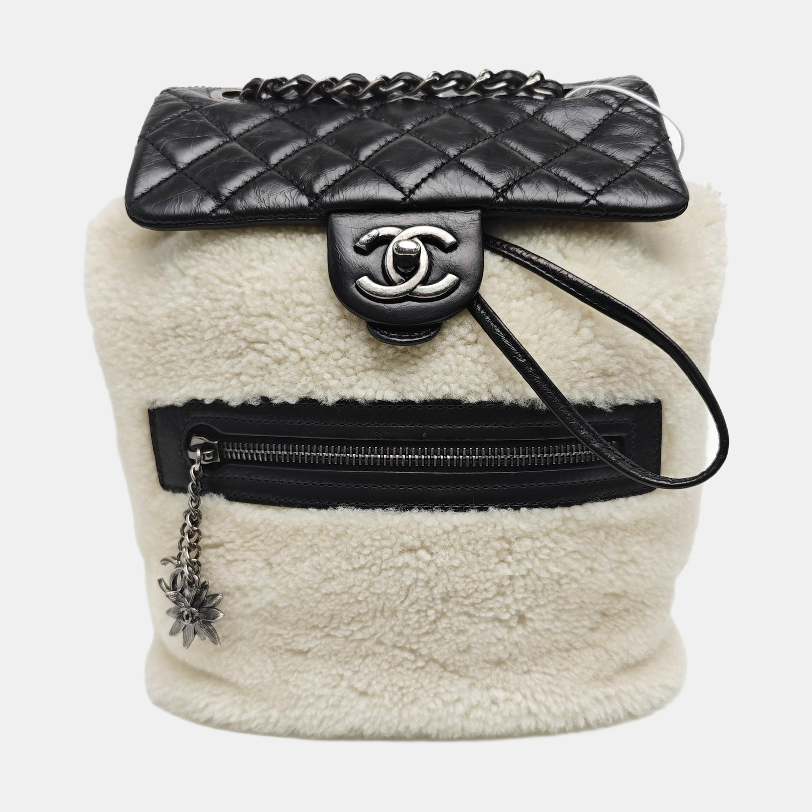 Quilted Sheepskin Backpack Beige