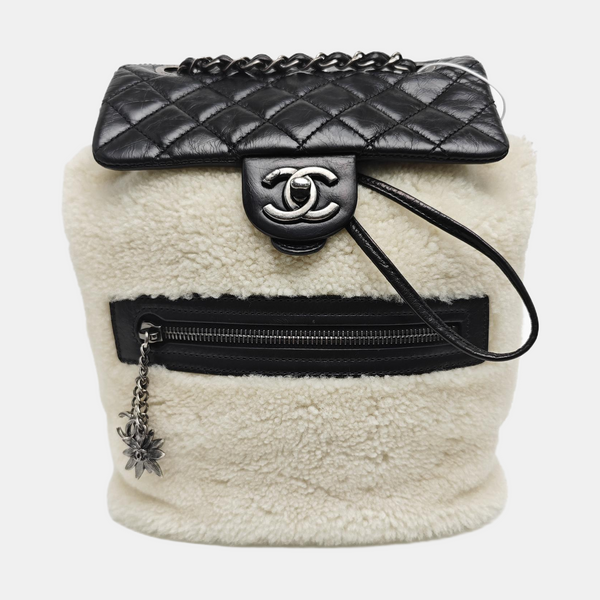Quilted Sheepskin Backpack Beige