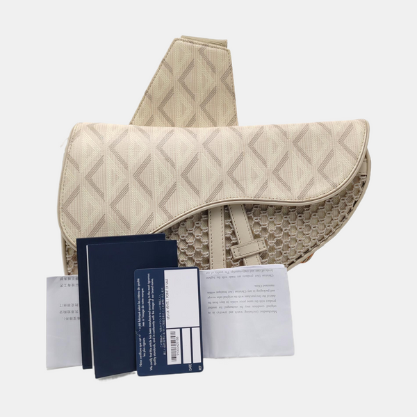 Saddle Medium Oblique Canvas Beige