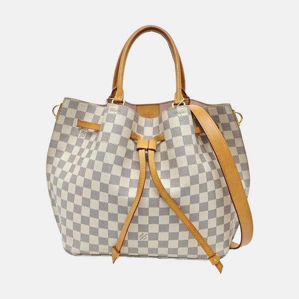 GIROLATA GM Damier Azur Coated Canvas White