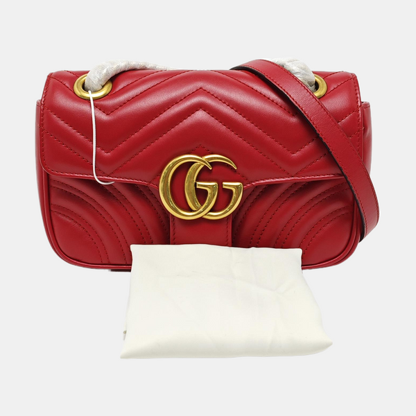 GG Marmont Small Quilted Calfskin Red