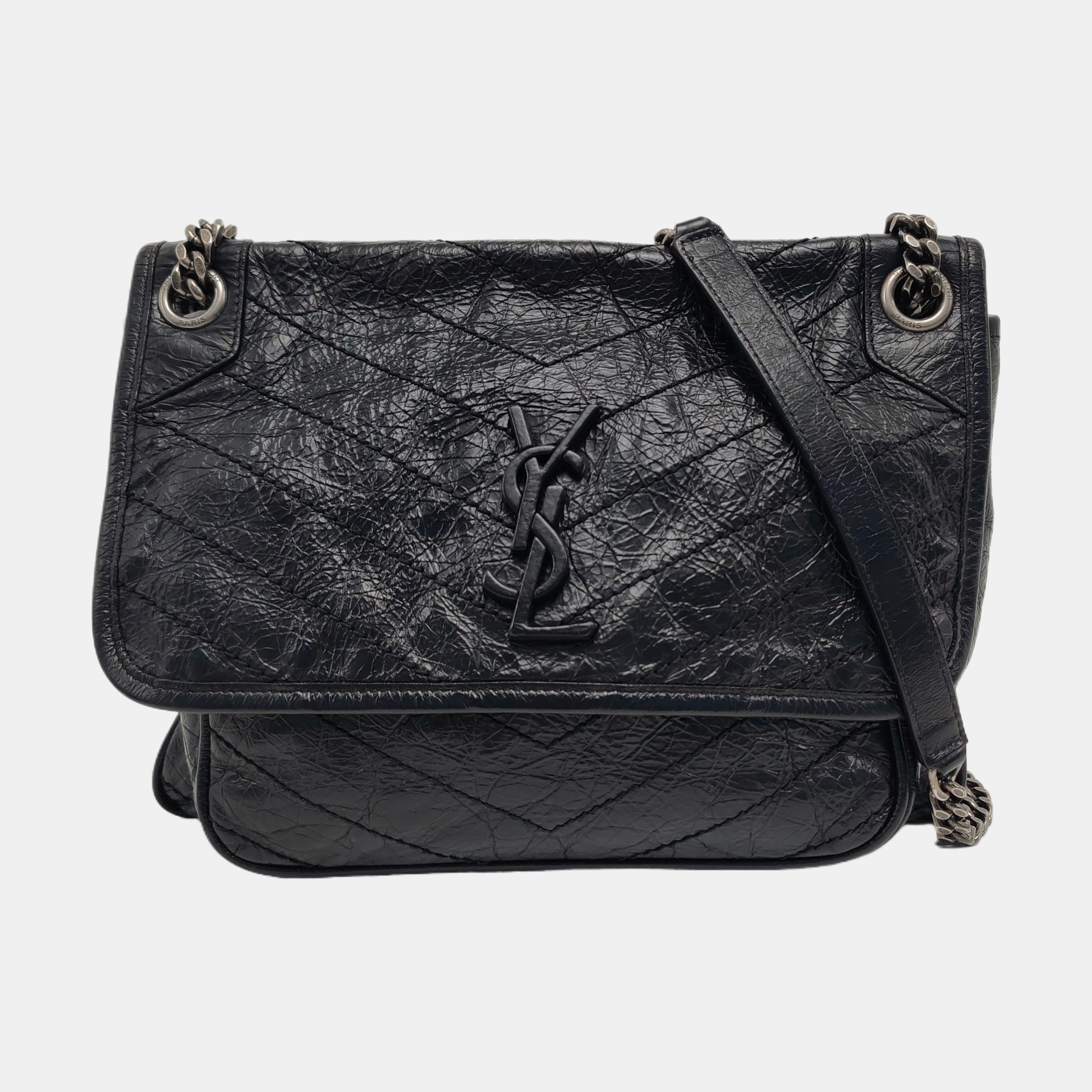 NIKI Medium Chevron Calfskin Black