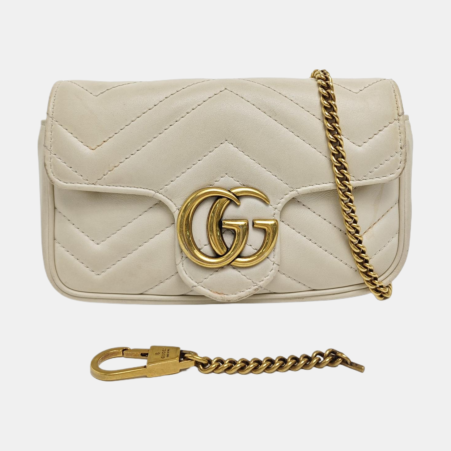 GG Marmont Mini Quilted Calfskin White
