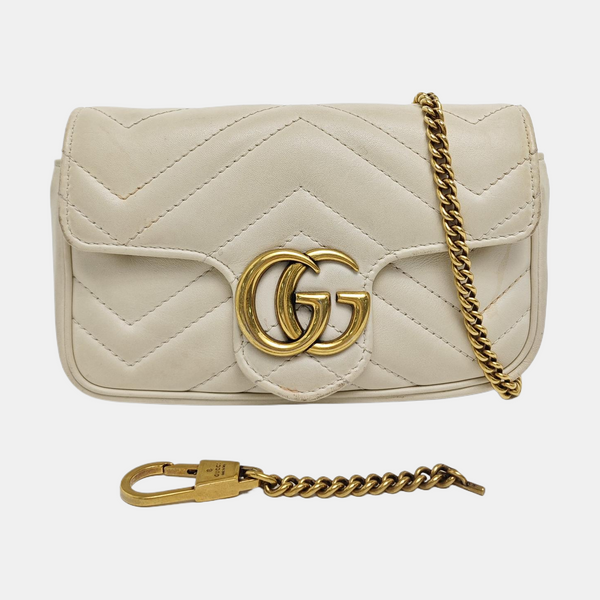 GG Marmont Mini Quilted Calfskin White