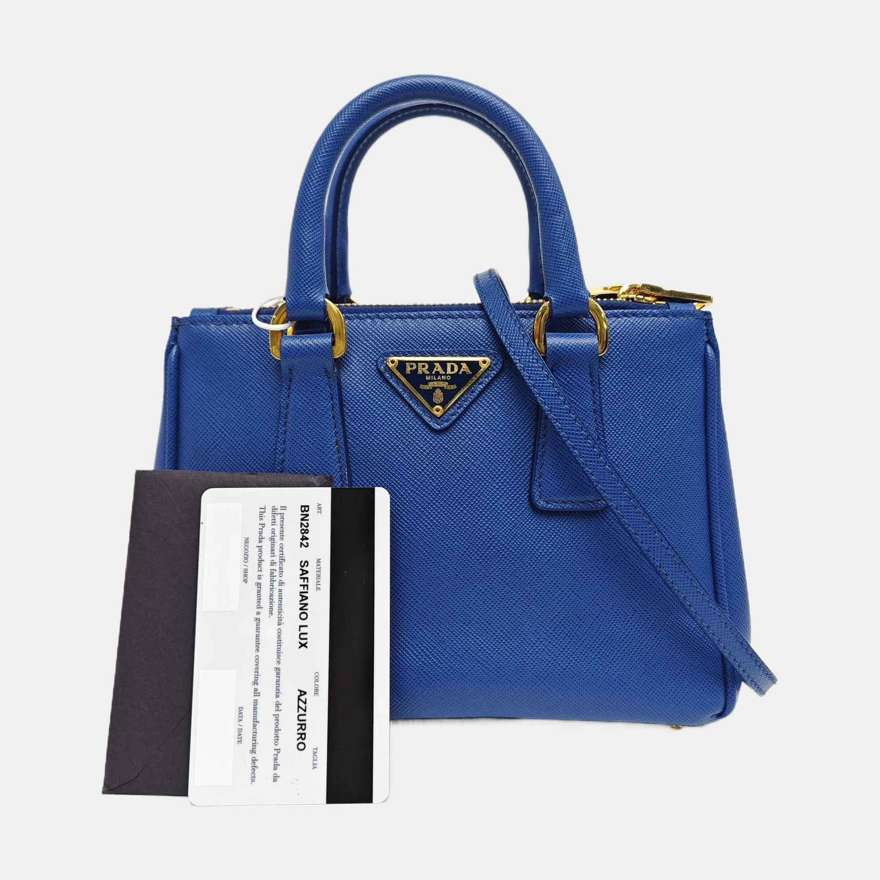 Galleria Super Mini Saffiano Calfskin Blue