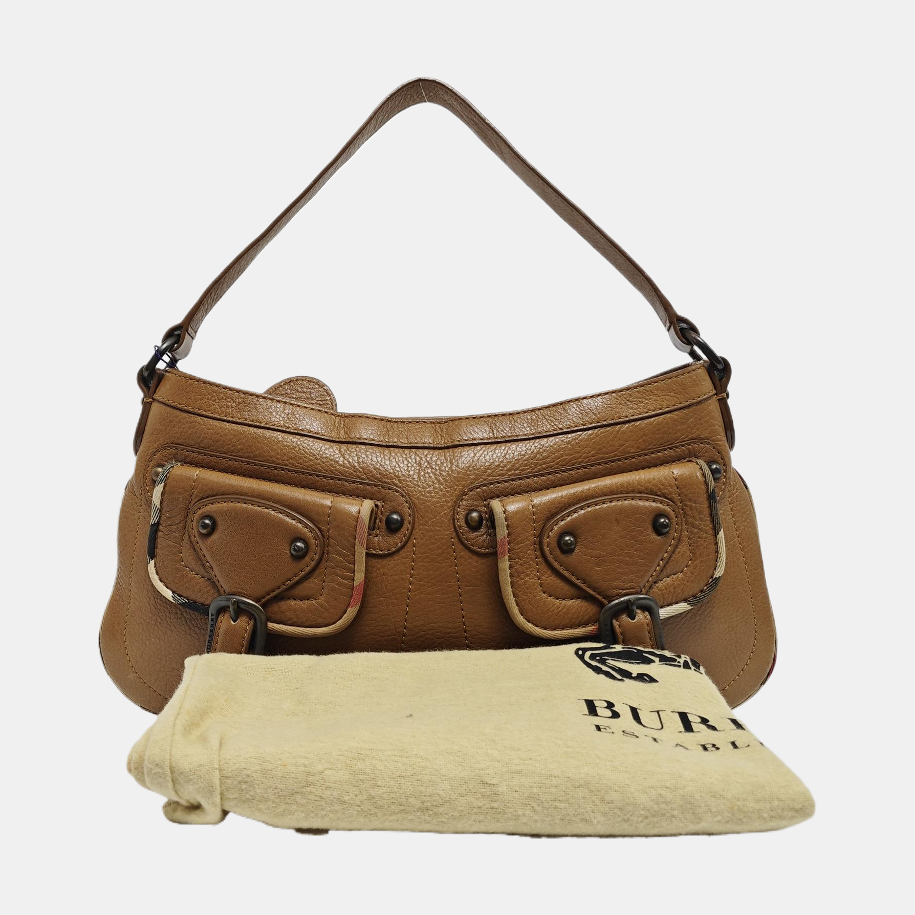 Quilted Calfskin Shoulder Bag Brown
