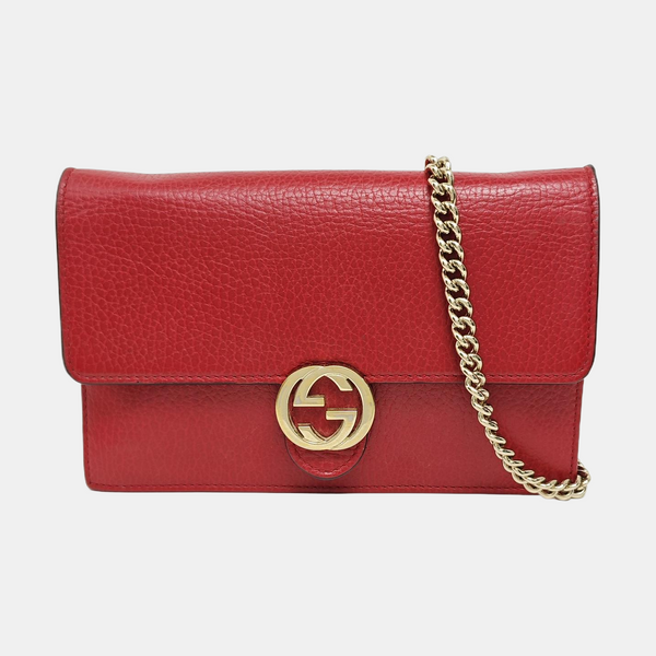 Interlocking G Small Calfskin Red