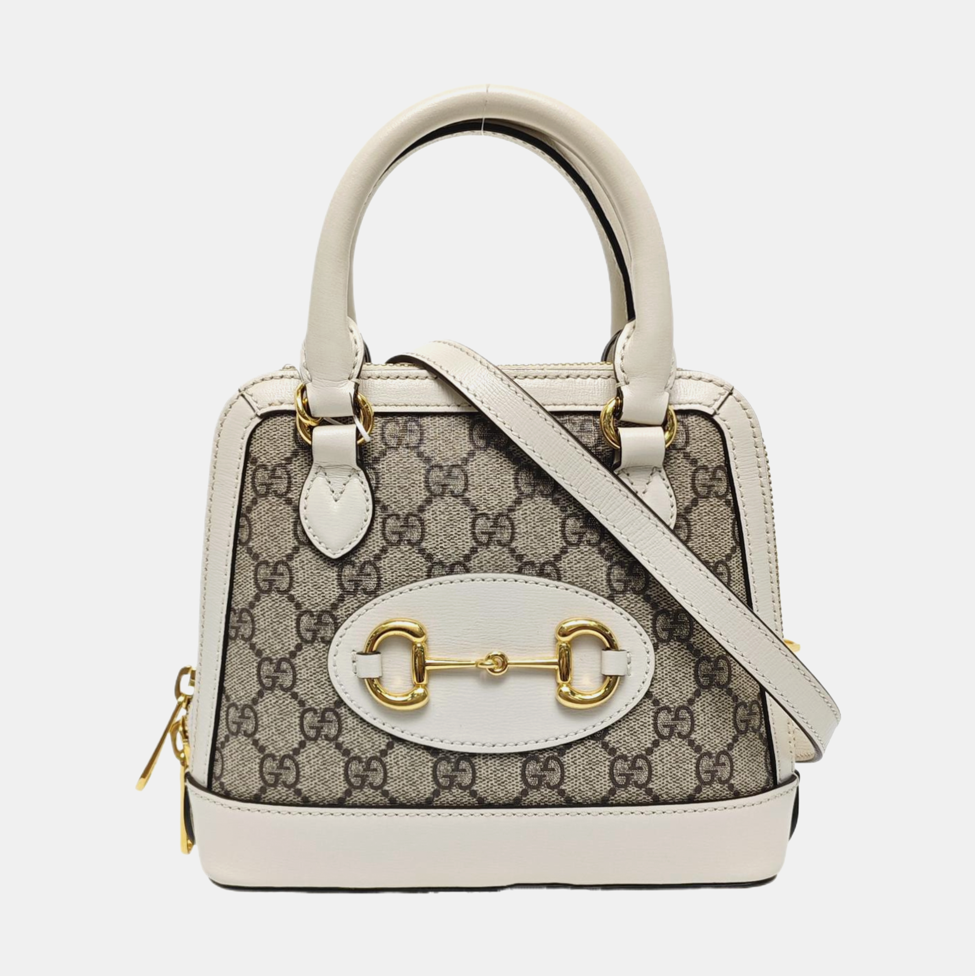 Authenticated pre-owned  Horsebit 1955 Mini Coated Canvas Beige - Shoulder Bag at Looply