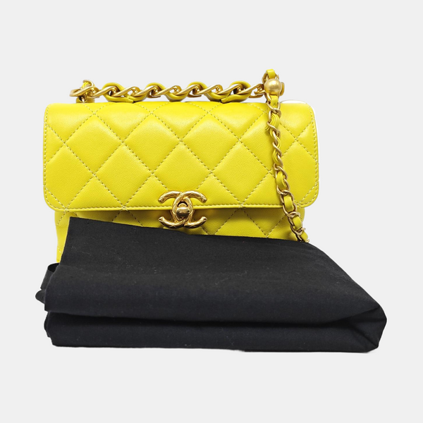 Quilted Calfskin Shoulder Bag Yellow
