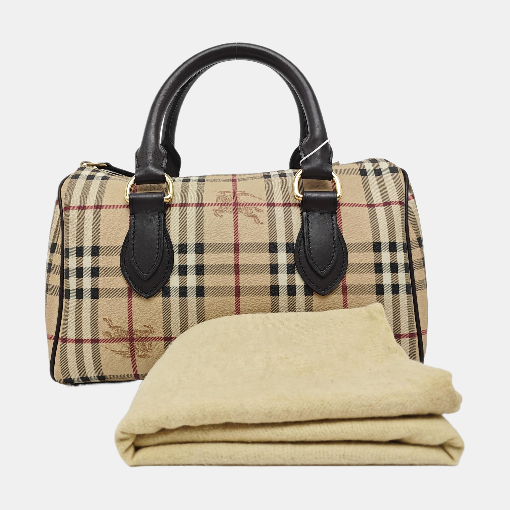 Coated Canvas Top Handle Bag Beige