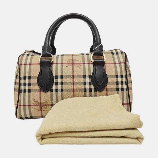 Coated Canvas Top Handle Bag Beige