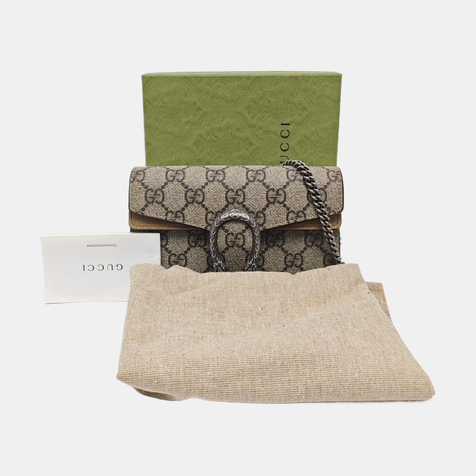 Dionysus Super Mini Monogram Coated Canvas Beige