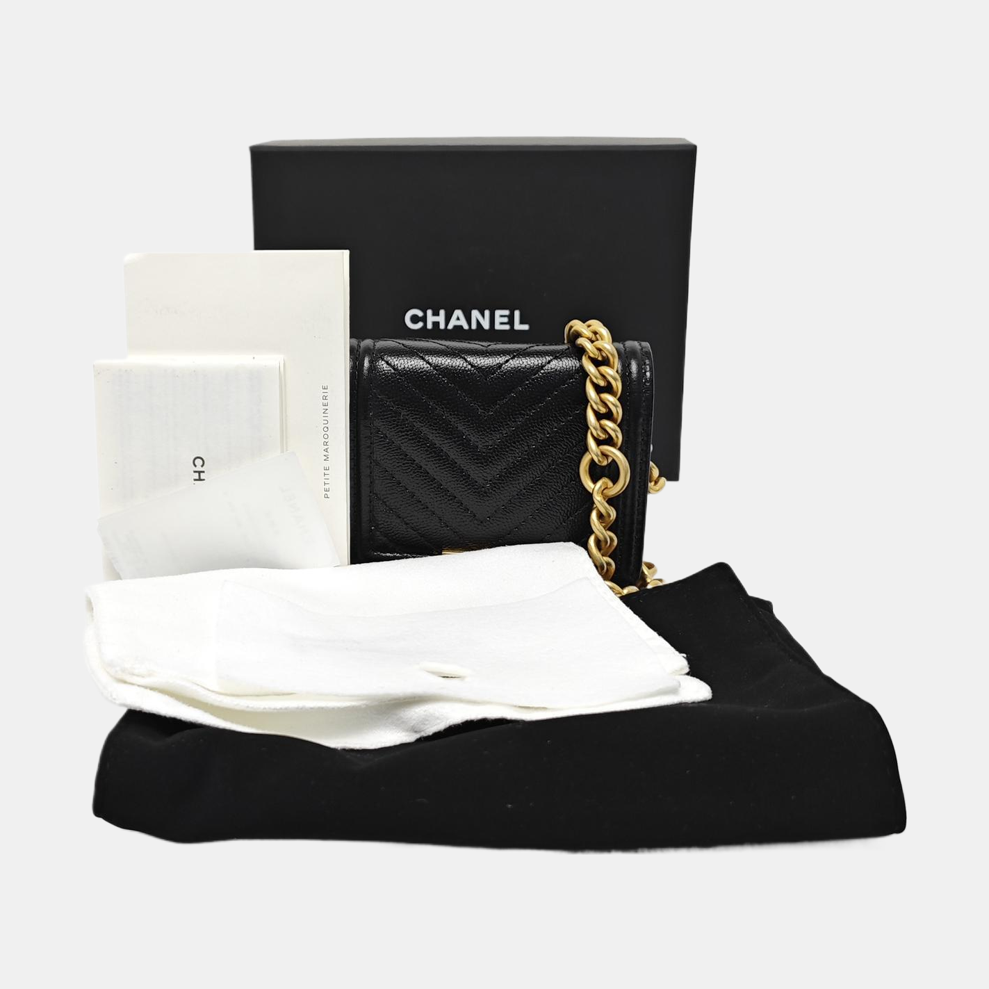 BOY CHANEL Chevron Grained Calfskin Black