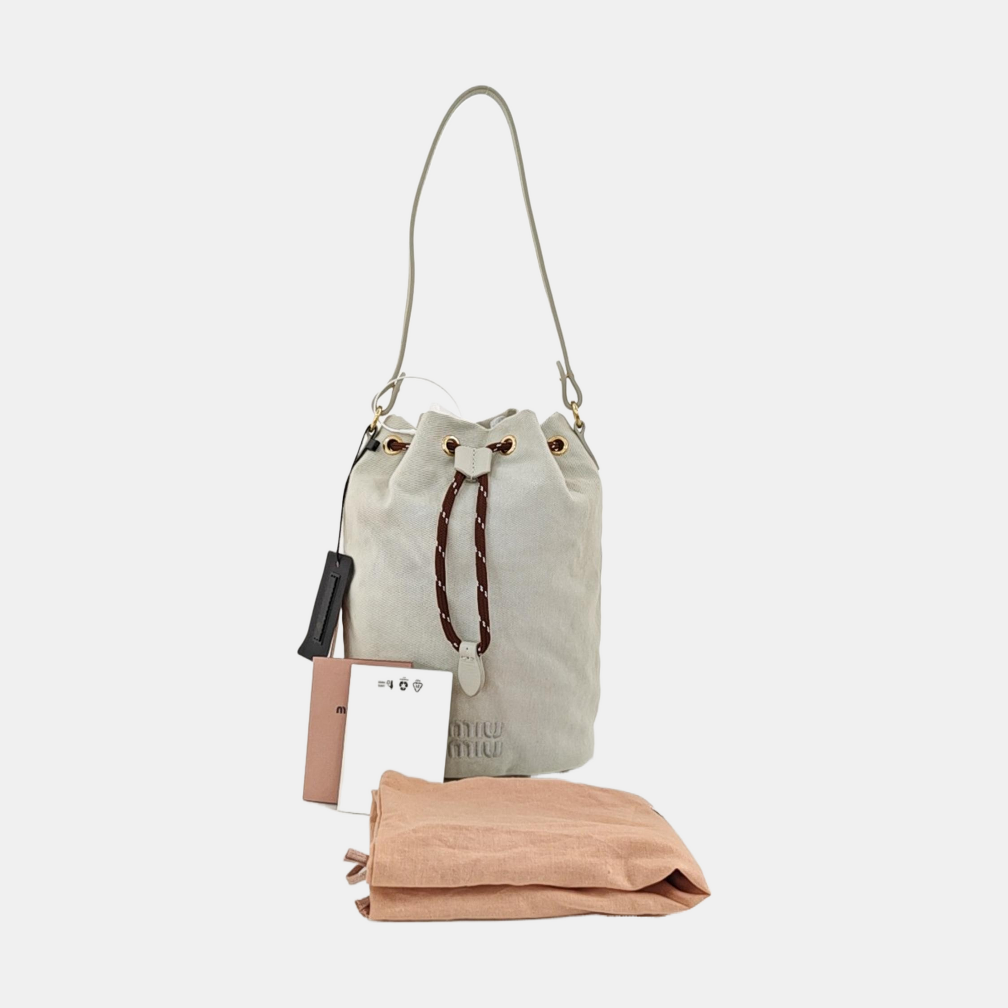 Fabric Bucket Bag Beige