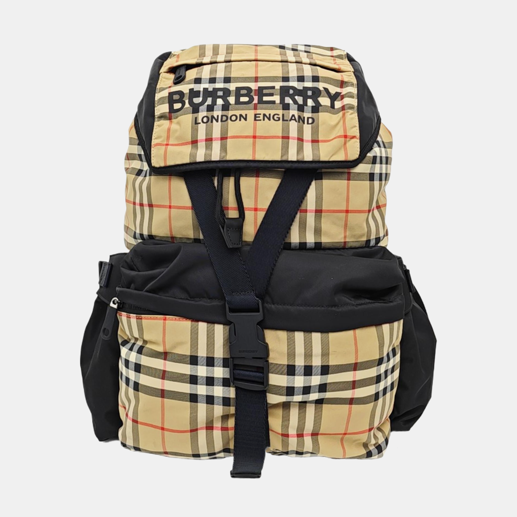 Quilted Fabric Backpack Beige