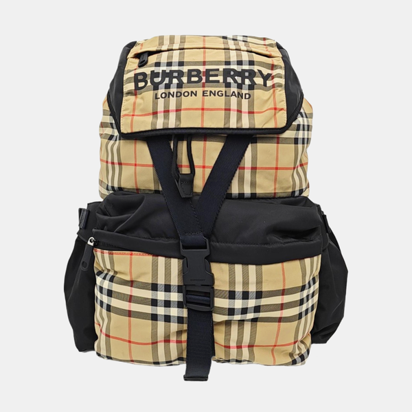 Quilted Fabric Backpack Beige