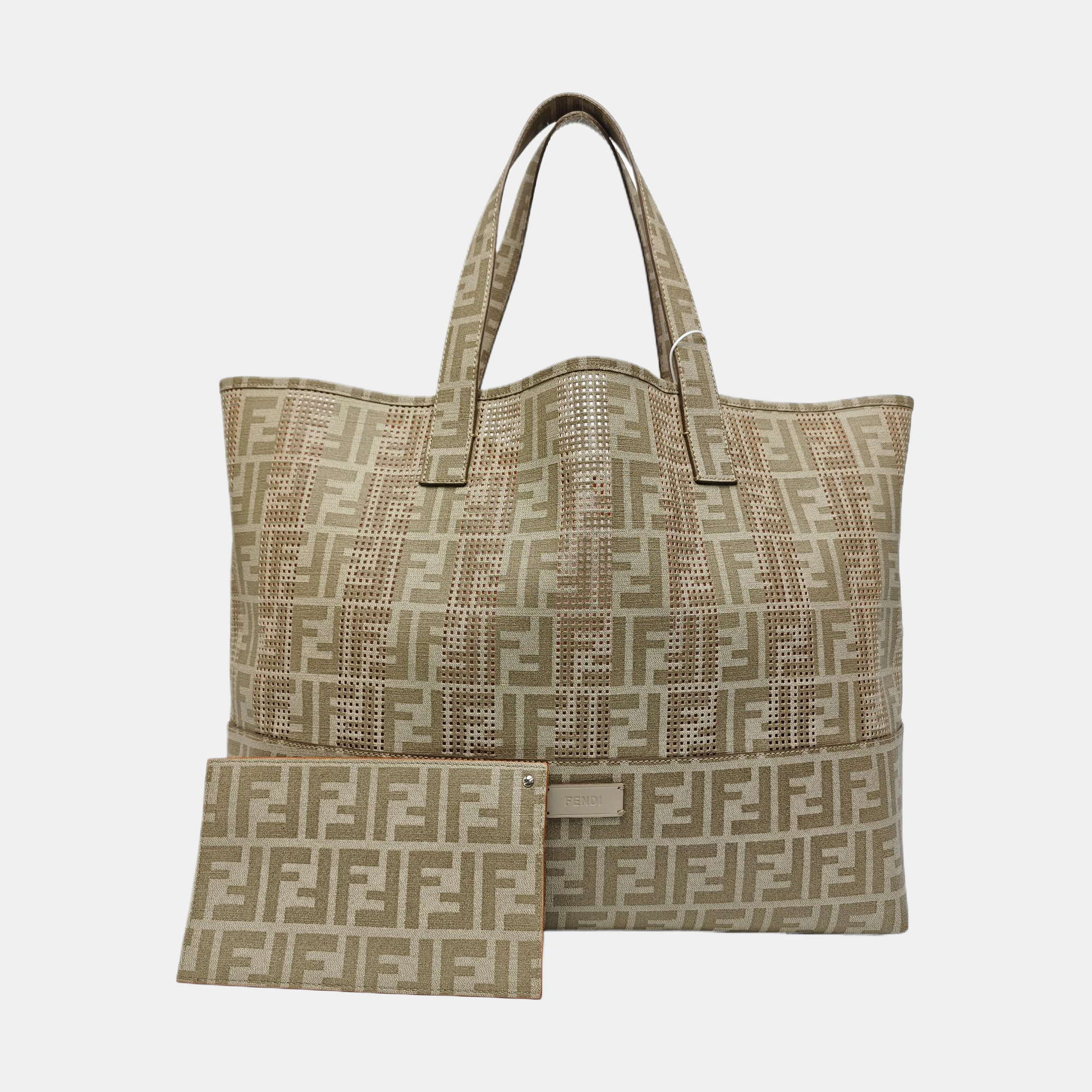 Coated Canvas Shoulder Bag Beige