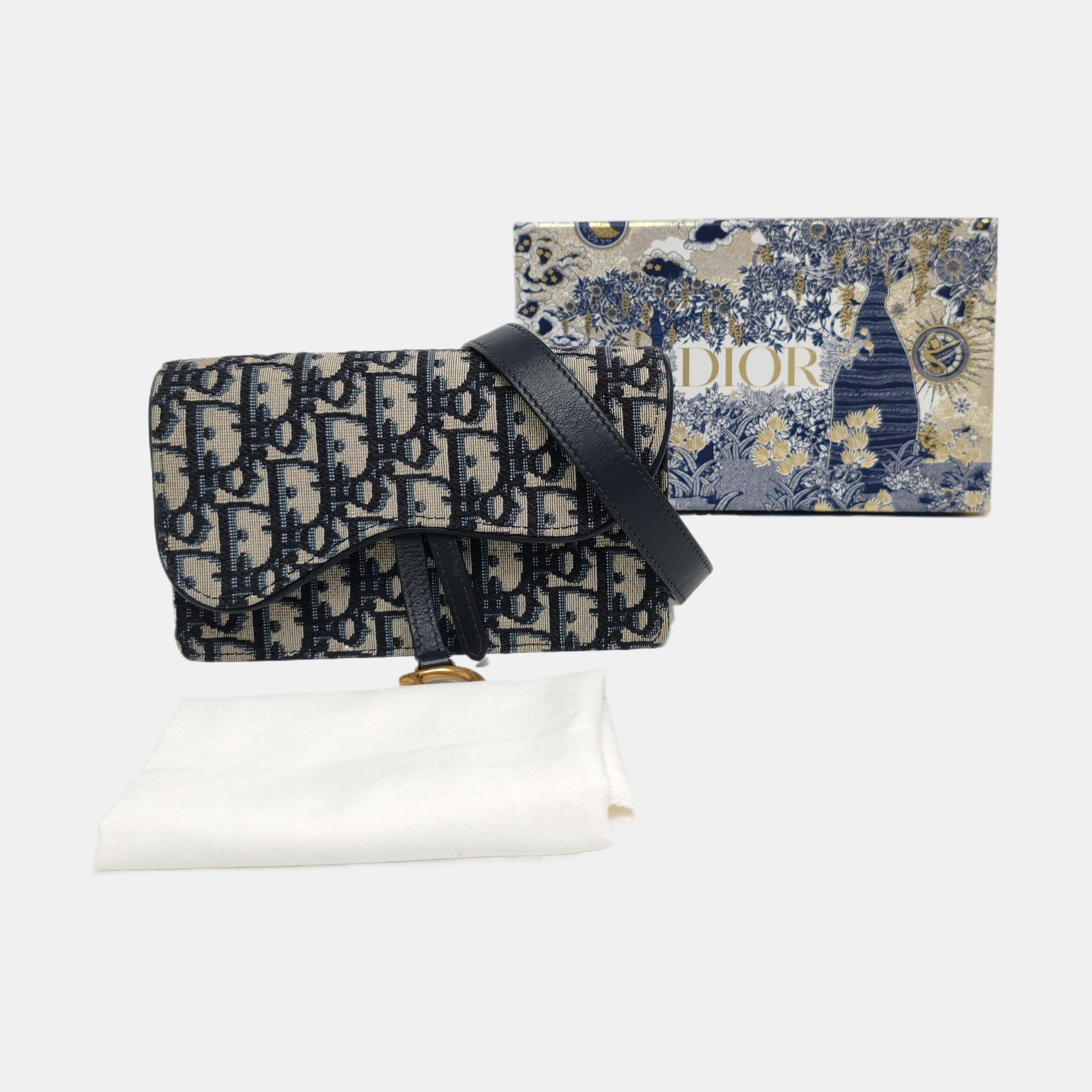 Authenticated pre-owned  Saddle Oblique Canvas Blue - Belt Bag at Looply