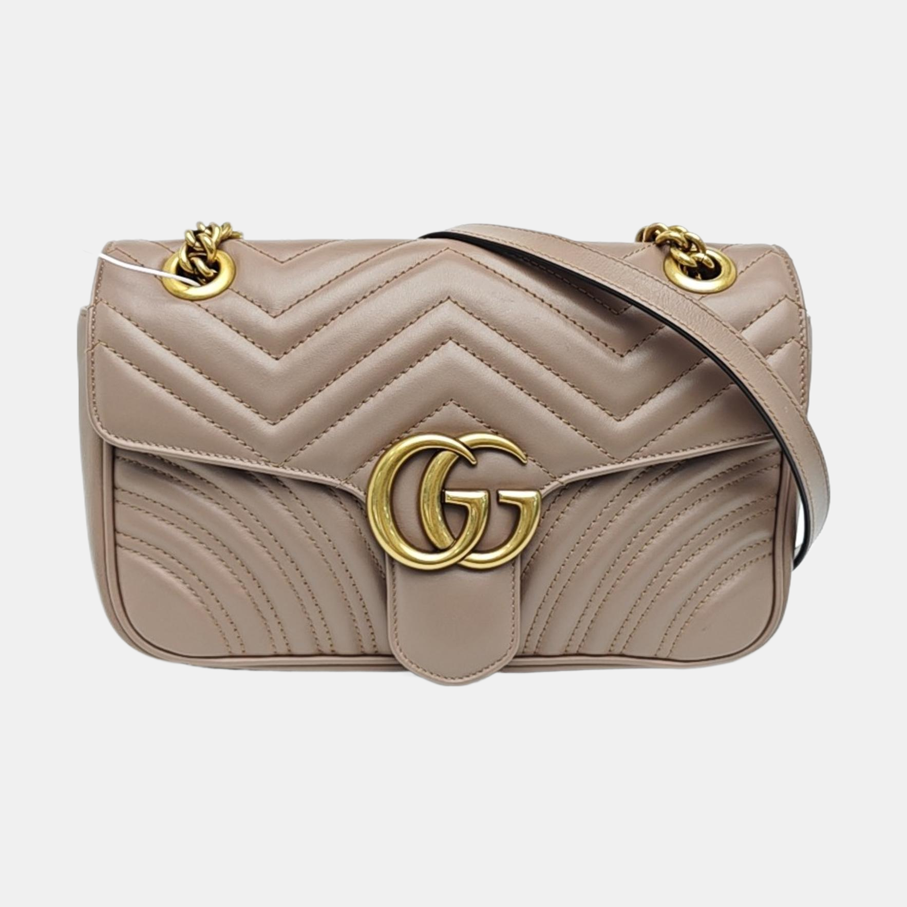 GG Marmont Medium Quilted Calfskin Gray