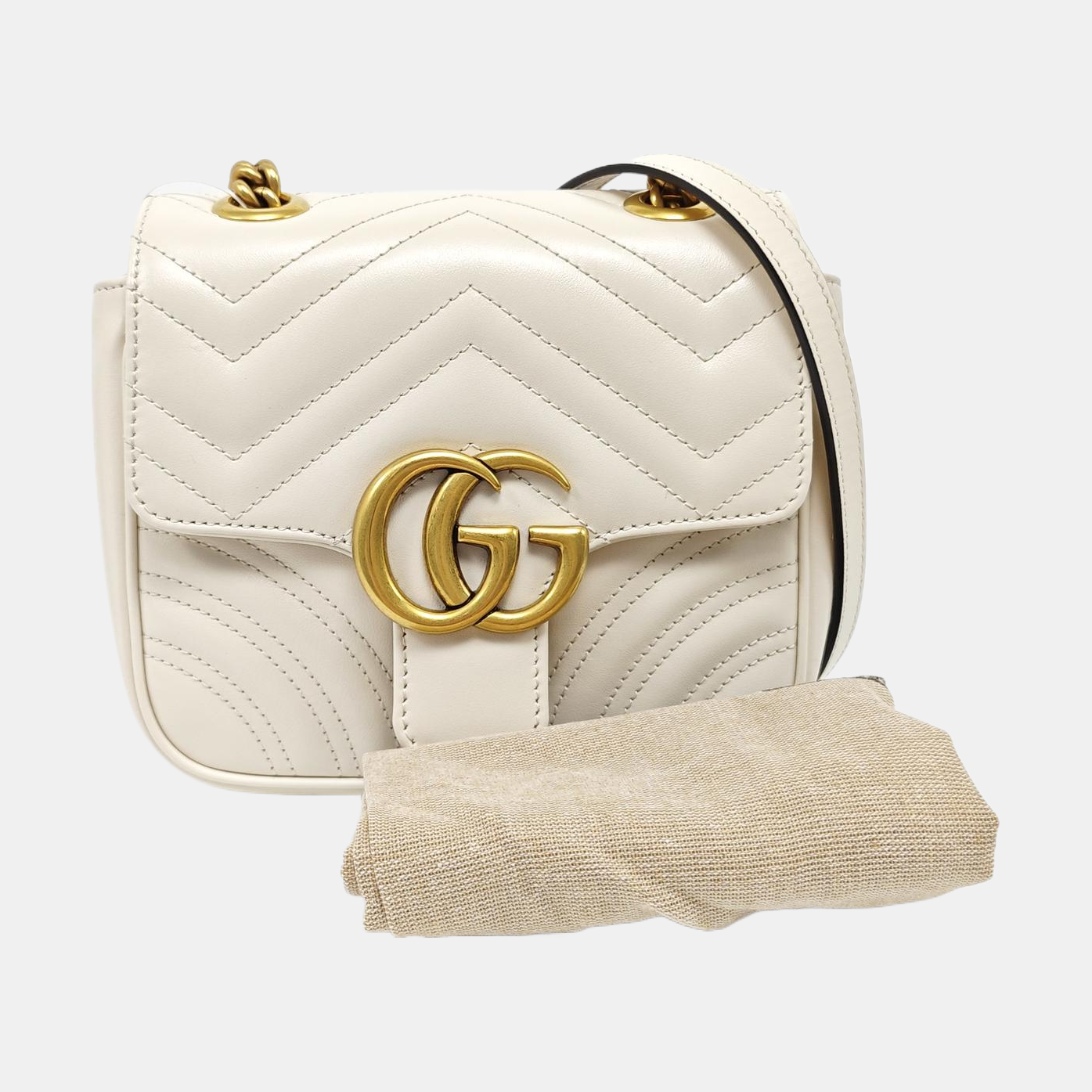 GG Marmont Mini Quilted Calfskin White
