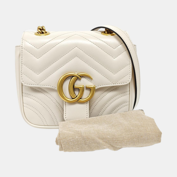 GG Marmont Mini Quilted Calfskin White